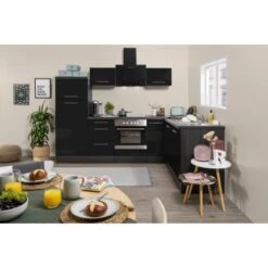 Respekta Premium Winkelküche 260 X 200 Cm Schwarz Hochglanz-Eiche Grau -Küchenutensilien Angebote 1007 RP260ESC Kchenzeile 2