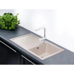 OBI Einbauspüle Quadra Basic 86 Granitverbundwerkstoff Beige -Küchenutensilien Angebote 136434 picture 1 1