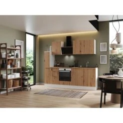 Respekta Selection Küchenzeile Elisabeth RS250WAH 250 Cm Artisan Eiche Nb.-Weiß