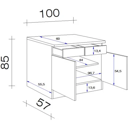 Flex-Well Unterschrank Mit Arbeitsplatte Lucca 100 Cm 2 Flex-Well Unterschrank Mit Arbeitsplatte Lucca 100 Cm – Bild 2
