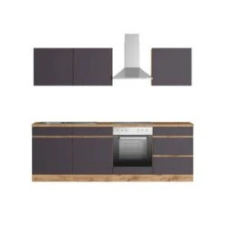 Held Möbel Küchenzeile Turin 240 Cm Graphit-Wotaneiche Mit E-Geräten -Küchenutensilien Angebote 1679 11016600 1101.6311 1a