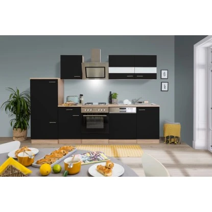 Respekta Economy Küchenzeile KB280ESSS 280 Cm Schwarz-Eiche Sägerau 1 Respekta Economy Küchenzeile KB280ESSS 280 Cm Schwarz-Eiche Sägerau