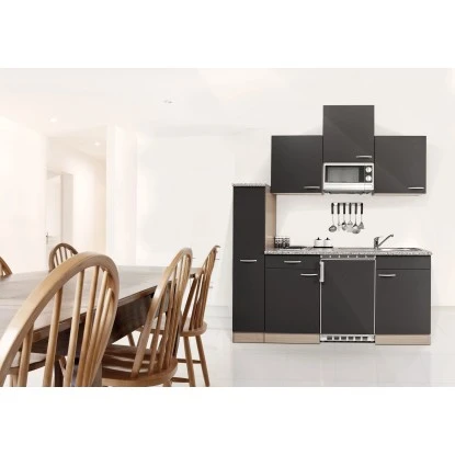 Respekta Economy Küchenzeile KB180BGMI 180 Cm Grau-Buche Glänzend 3 Respekta Economy Küchenzeile KB180BGMI 180 Cm Grau-Buche Glänzend – Bild 3