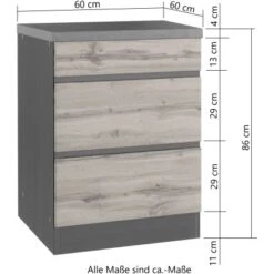 Held Möbel Küchenunterschrank Turin 60 Cm Mit Auszügen Graphit/Wotaneiche -Küchenutensilien Angebote 189397 11016600 VM 07