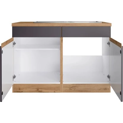 Held Möbel Spülenunterschrank Turin 120 Cm Mit 2 Türen Graphit/Wotaneiche 3 Held Möbel Spülenunterschrank Turin 120 Cm Mit 2 Türen Graphit/Wotaneiche – Bild 3