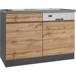 Held Möbel Spülenunterschrank Turin 120 Cm Mit GSP-Blende Wotaneiche/Graphit