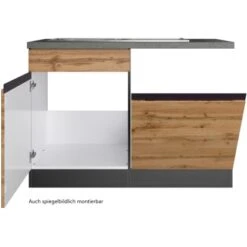 Held Möbel Spülenunterschrank Turin 120 Cm Mit GSP-Blende Wotaneiche/Graphit -Küchenutensilien Angebote 189425 11016600 S 03