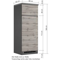 Held Möbel Umbauschrank Für Kühl/Gefrierkombi Turin 60 Cm Wotaneiche/Graphit -Küchenutensilien Angebote 189542 11016600 VM 07