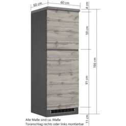 Held Möbel Kühlschrankumbauschrank Turin 60 Cm Graphit/Wotaneiche -Küchenutensilien Angebote 189568 11016600 VM 07