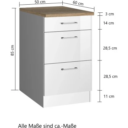 Held Möbel Küchenunterschrank Mailand 50 Cm M. Auszügen Hochgl. Graphit/Graphit 2 Held Möbel Küchenunterschrank Mailand 50 Cm M. Auszügen Hochgl. Graphit/Graphit – Bild 2