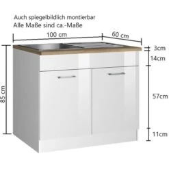Held Möbel Spülenunterschrank Mailand 100 Cm Hochglanz Weiß/Weiß 11 Held Möbel Spülenunterschrank Mailand 100 Cm Hochglanz Weiß/Weiß -Küchenutensilien Angebote 189969 11016600 VM 03
