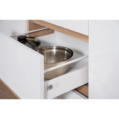 Respekta Küchenzeile GLRP380HESW Grifflos 380 Cm Weiß Hochglanz-Sonoma Eiche 5 Respekta Küchenzeile GLRP380HESW Grifflos 380 Cm Weiß Hochglanz-Sonoma Eiche – Bild 5