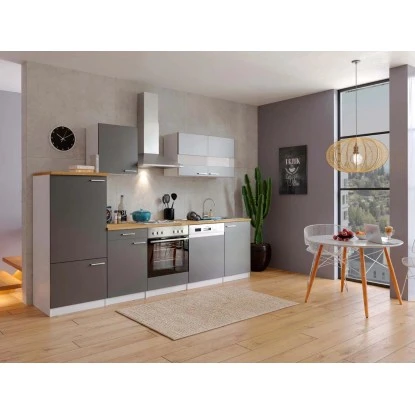 Respekta Küchenzeile Ohne E-Geräte LBKB280WG 280 Cm Grau-Weiß Glänzend 1 Respekta Küchenzeile Ohne E-Geräte LBKB280WG 280 Cm Grau-Weiß Glänzend