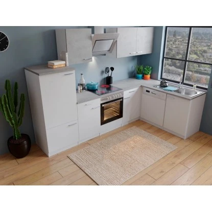 Respekta Winkelküche KBL280WWBSCG 280 X 172 Cm Weiß-Beton Optik 4 Respekta Winkelküche KBL280WWBSCG 280 X 172 Cm Weiß-Beton Optik – Bild 4