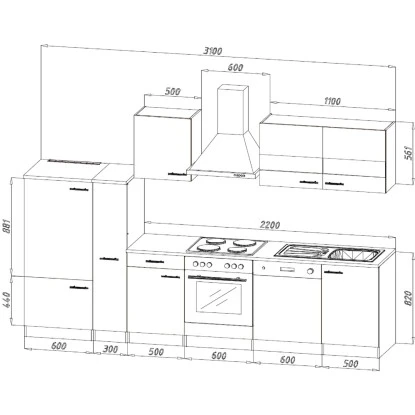 Respekta Küchenzeile KB310ESWC Weiß-Eiche Sägerau Nachbildung 4 Respekta Küchenzeile KB310ESWC Weiß-Eiche Sägerau Nachbildung – Bild 4