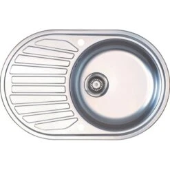 Eurodomo Einbauspüle Single 77 Cm Mit Ventil G 3 1/2 Edelstahl Glatt