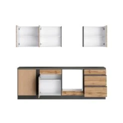 Held Möbel Winkelküche Turin 240 X 240 Cm Wotaneiche-Graphit Ohne E-Geräte -Küchenutensilien Angebote 3519 11016600 1112.6310 2a