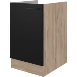 Flex-Well Exclusiv Spülenunterschrank Capri 50 Cm Schwarz Matt-Endgrain Oak
