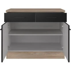 Flex-Well Exclusiv Unterschrank Capri 100 Cm Schwarz Matt-Endgrain Oak -Küchenutensilien Angebote 4047584070247 4051 S 03