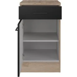 Flex-Well Exclusiv Unterschrank Capri 50 Cm Schwarz Matt-Endgrain Oak -Küchenutensilien Angebote 4047584070254 4051 S 03