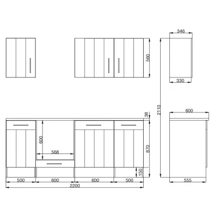 Respekta Premium Küchenzeile Landhaus 220 Cm Lärche Weiß Matt (DAH CH22078IXB) 9 Respekta Premium Küchenzeile Landhaus 220 Cm Lärche Weiß Matt (DAH CH22078IXB) – Bild 9
