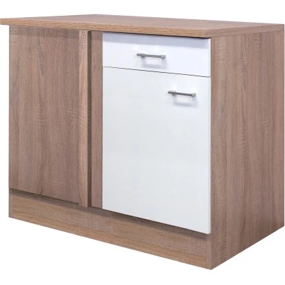Flex-Well Classic Eck-Unterschrank Florida 110 X 60 Cm Weiß-Sonoma Eiche 1 Flex-Well Classic Eck-Unterschrank Florida 110 X 60 Cm Weiß-Sonoma Eiche