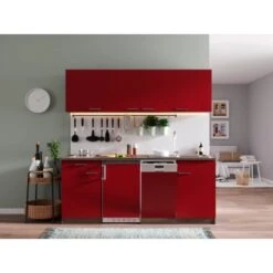 Respekta Küchenzeile KB195EYRC 195cm Rot-Eiche York Nachb. Glaskermaikkochfeld -Küchenutensilien Angebote 5208517 4384 4