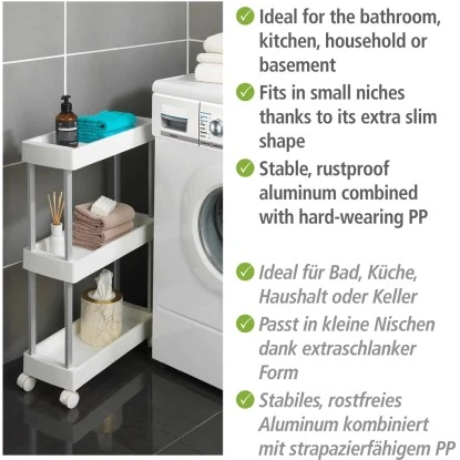 Wenko Haushalts- Und Badwagen Mino Servierwagen Haushaltswagen Mit 3 Ablagen 3 Wenko Haushalts- Und Badwagen Mino Servierwagen Haushaltswagen Mit 3 Ablagen – Bild 3