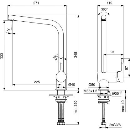 Ideal Standard Küchenarmatur Ceralook Hoher Auslauf Chrom 3 Ideal Standard Küchenarmatur Ceralook Hoher Auslauf Chrom – Bild 3