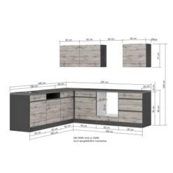 Held Möbel Winkelküche Turin 240 X 240 Cm Wotaneiche-Graphit Ohne E-Geräte -Küchenutensilien Angebote 63519 11016600 1112.6310 5