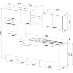 Respekta Küchenzeile Ohne E-Geräte 270 Cm Grau Seidengl.-Eiche York -Küchenutensilien Angebote 7053606 4384 LBKB270EYG 03
