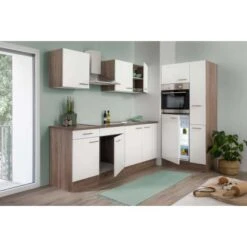 Respekta Küchenzeile Ohne E-Geräte 300 Cm Weiß Seidengl.-Eiche York -Küchenutensilien Angebote 7053911 4384 LBKB300EYW 03