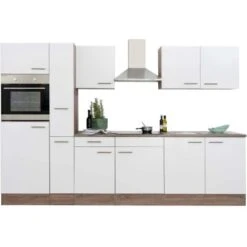 Respekta Küchenzeile Ohne E-Geräte 300 Cm Weiß Seidengl.-Eiche York -Küchenutensilien Angebote 7053911 4384 LBKB300EYW 05