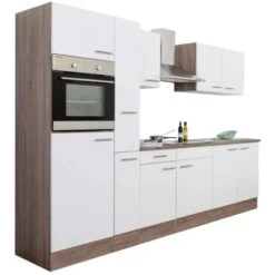 Respekta Küchenzeile Ohne E-Geräte 300 Cm Weiß Seidengl.-Eiche York -Küchenutensilien Angebote 7053911 4384 LBKB300EYW 06