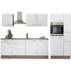 Respekta Küchenzeile Ohne E-Geräte 300 Cm Weiß Seidengl.-Eiche York -Küchenutensilien Angebote 7053911 4384 LBKB300EYW 07