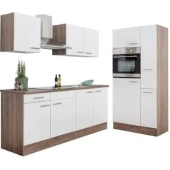 Respekta Küchenzeile Ohne E-Geräte 300 Cm Weiß Seidengl.-Eiche York -Küchenutensilien Angebote 7053911 4384 LBKB300EYW 08