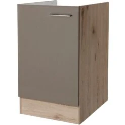 Flex-Well Spülenunterschrank 50cm Ohne Arbeitsplatte Arizona Quarz Cubanit-Eiche