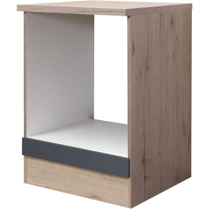 Flex-Well Exclusiv Herdumbauschrank Morena 60cm Basaltgrau Matt - San Remo Eiche 1 Flex-Well Exclusiv Herdumbauschrank Morena 60cm Basaltgrau Matt - San Remo Eiche