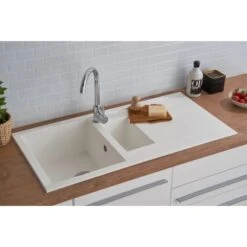 Respekta Einbauspüle Mineralite Houston 100 Cm X 50 Cm Weiß -Küchenutensilien Angebote 793 4384 HOUSTON100X50W 13