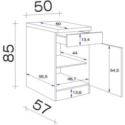 Flex-Well Exclusiv Unterschrank Capri 50 Cm Schwarz Matt-Endgrain Oak -Küchenutensilien Angebote 84070254 4051 VM US50 28mm