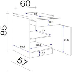 Flex-Well Exclusiv Unterschrank Capri 60 Cm Schwarz Matt-Endgrain Oak -Küchenutensilien Angebote 84070278 4051 VM US60 28mm