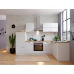 Respekta Winkelküche KBL280WWCG 280 X 172 Cm Weiß-Butcher Nussbaum -Küchenutensilien Angebote 845184 KBL280WWCG 02 neu