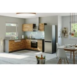 Held Möbel Küchenzeile Sorrento 210 Cm Wotaneiche-Grafit Ohne E-Geräte Winkel