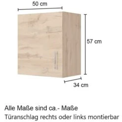 Held Möbel Hängeschrank Sorrento BxHxT 50 Cm X 57 Cm X 34 Cm Weiß-Wotaneiche -Küchenutensilien Angebote 853739 11016600 4