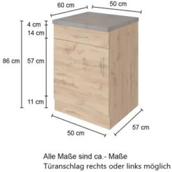 Held Möbel Unterschrank Sorrento 50 X 85 X 60 Cm Tür Schub. + EL-B. Wotan.-Graf. -Küchenutensilien Angebote 853764 11016600 4