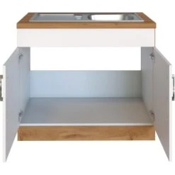 Held Möbel Spülenschrank Sorrento BxHxT 100x85x60 Cm 2 Türen Weiß-Wotaneiche -Küchenutensilien Angebote 853804 11016600 3