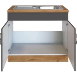 Held Möbel Spülenschrank Sorrento B100 X H85 X T60 Cm 2Türen Anthraz.-Wotaneiche -Küchenutensilien Angebote 853807 11016600 3