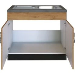 Held Möbel Spülenschrank Sorrento B100 X H85 X T60 Cm 2 Türen Wotaneiche-Grafit -Küchenutensilien Angebote 853821 11016600 3