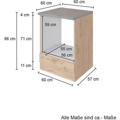 Held Möbel Herdumbau Sorrento 60 X 85 X 60 Cm Nische F. Ofen Wotaneiche-Grafit 3 Held Möbel Herdumbau Sorrento 60 X 85 X 60 Cm Nische F. Ofen Wotaneiche-Grafit – Bild 3