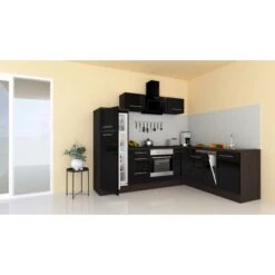 Respekta Premium Winkelküche 260 X 200 Cm Schwarz Hochglanz-Eiche Grau -Küchenutensilien Angebote 928100 4384 1